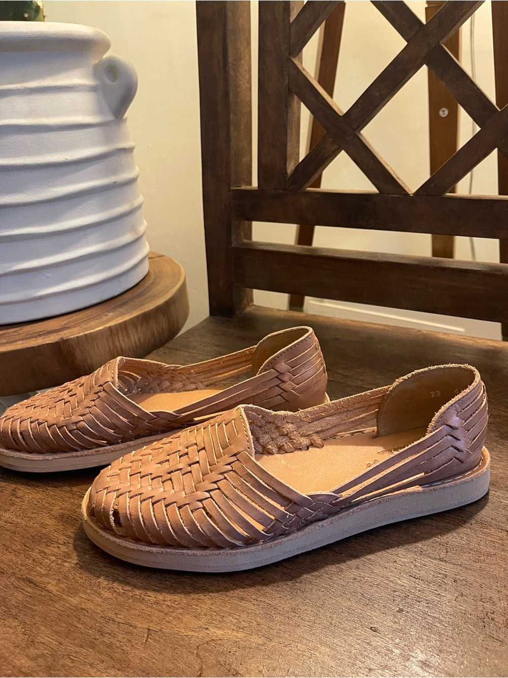 Braided Slip-On Moccasins in Light Brown
